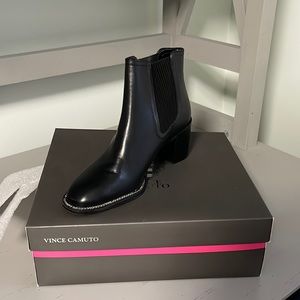 New, in box, never worn Vince Camuto Black Leather Booties